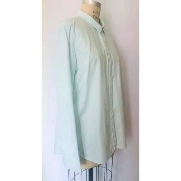 GAP AQUA BLUE WHITE STRIPE FITTED BOYFRIEND LONG SLEEVE SHIRT XL NWT - Picture 4 of 8